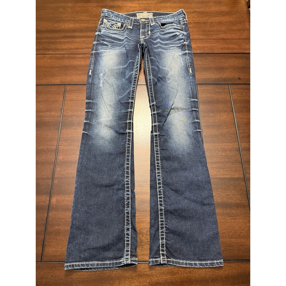 🔥RARE -Women Y2K Big Star Jeans LIV Boo Thick Stitch Sz 26Rx31 Low Rise